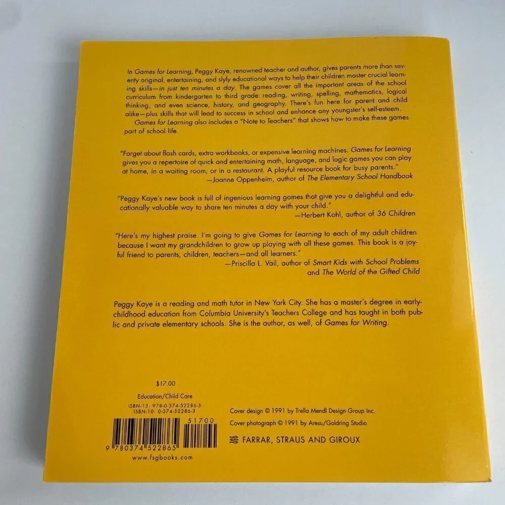 Kids‎ Book - Bundle of 3 Peggy Kaye - Games for Learning, Math, Writing